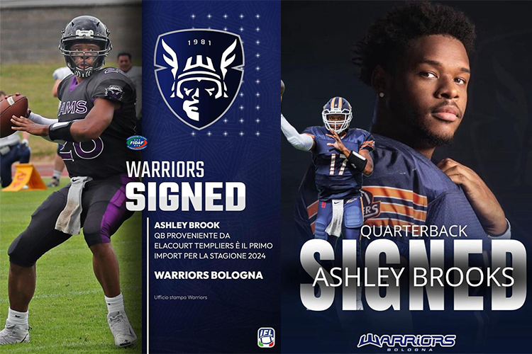 Ashley Brooks drafted by the Warriors Bologna team in Italy