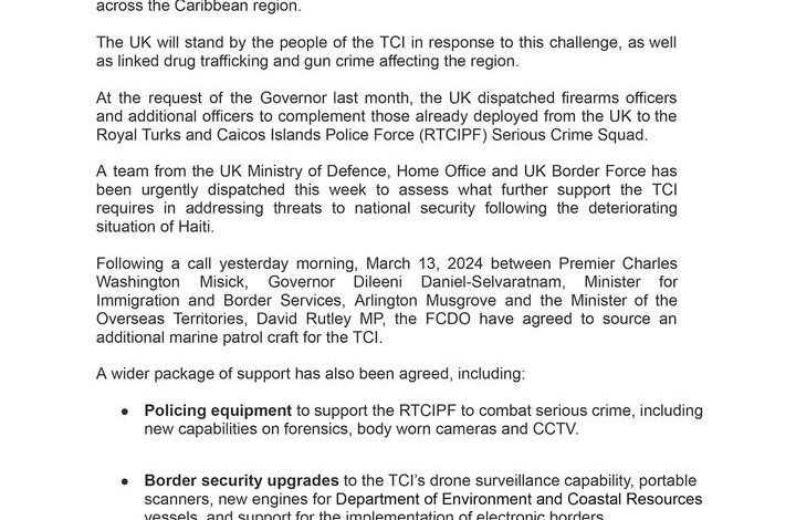 UK and TCI Governments Issue Joint Statement